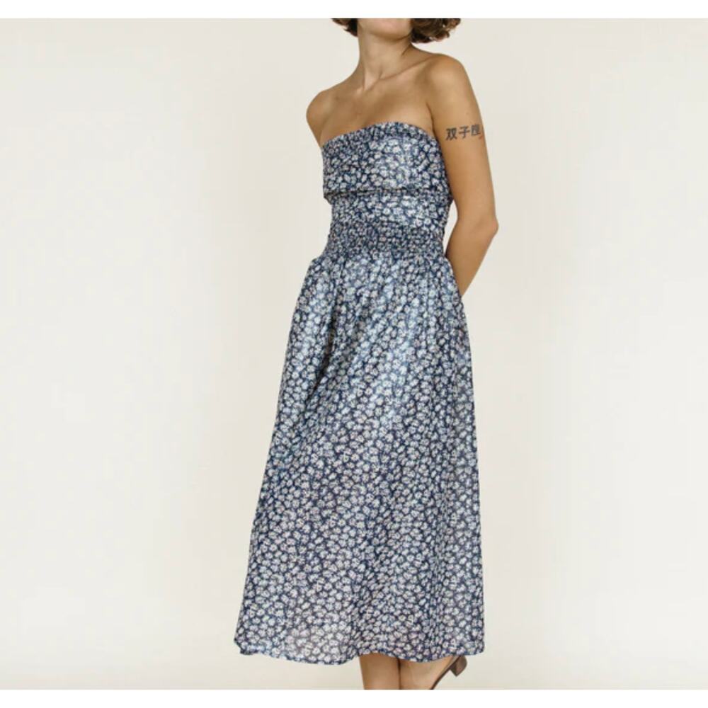 CIAO LUCIA Gia Printed Floral Lurex Strapless Midi Dress Women's‎ Size Large NWT